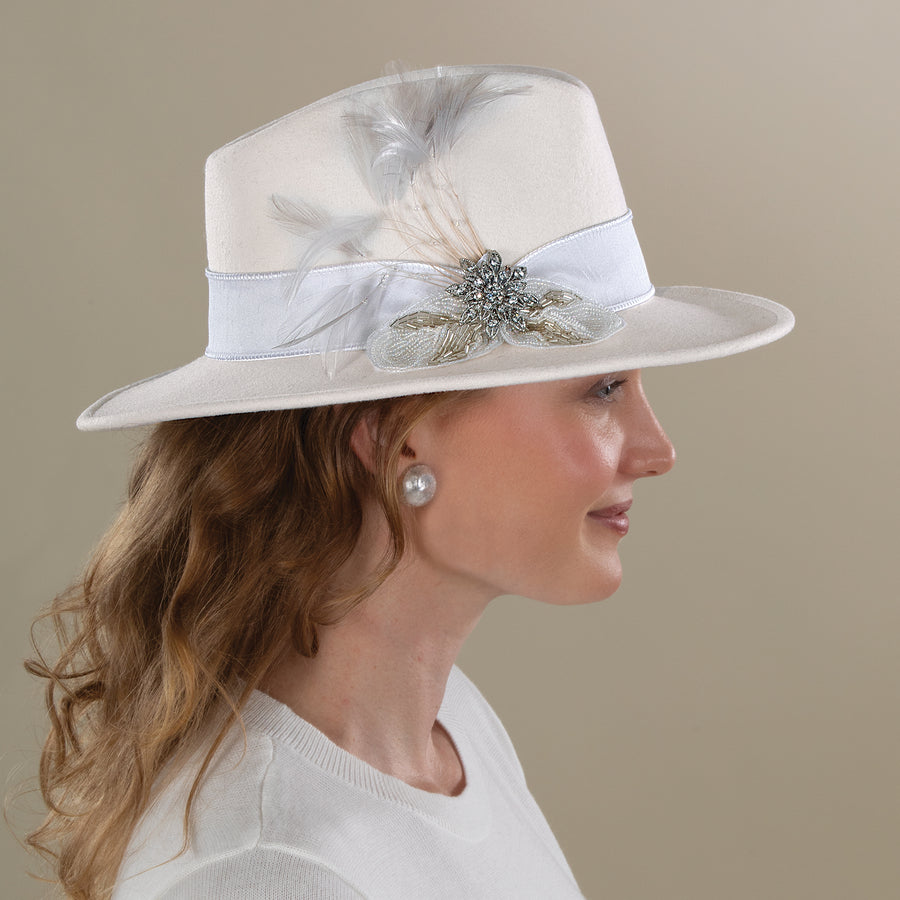 Whitney Winter White Wool Fedora