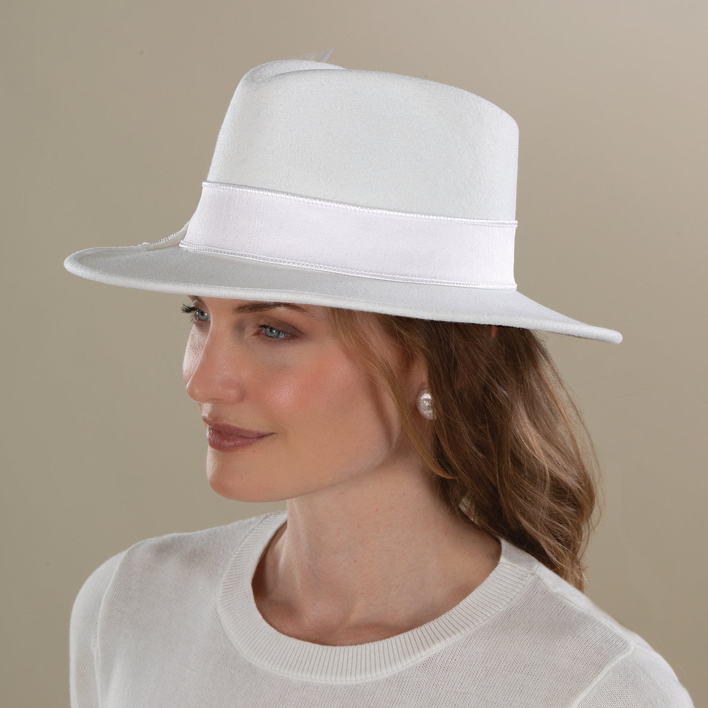 Whitney Winter White Wool Fedora