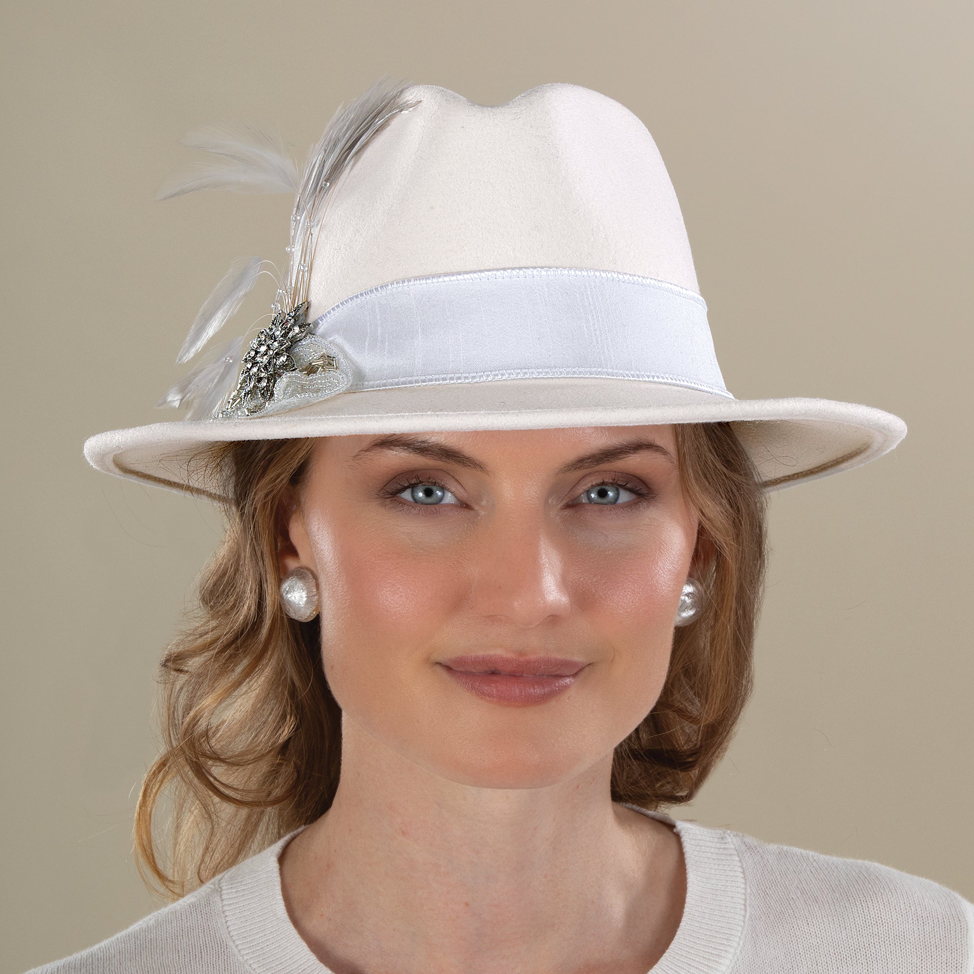 Whitney Winter White Wool Fedora