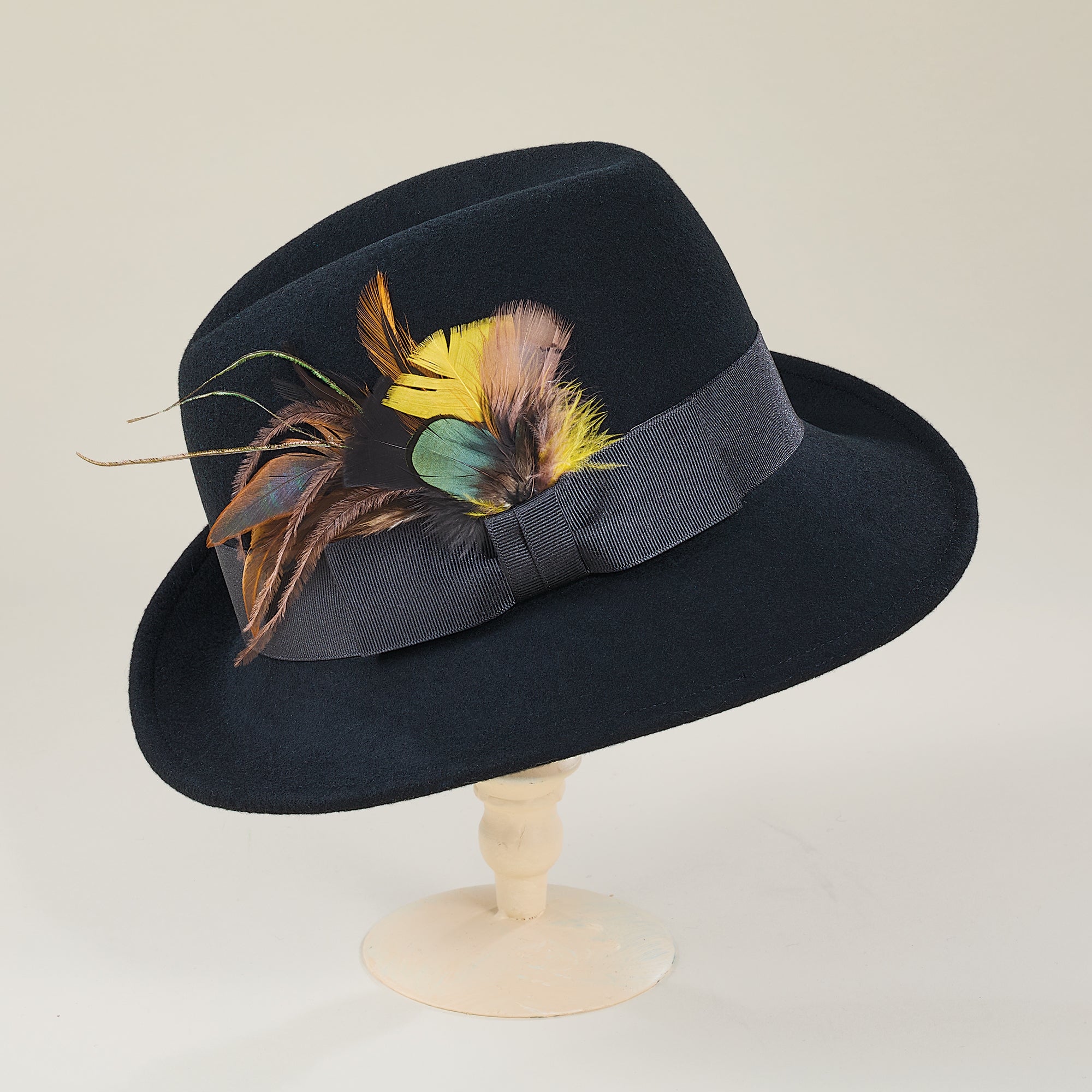 Madison Black Feathered Fedora