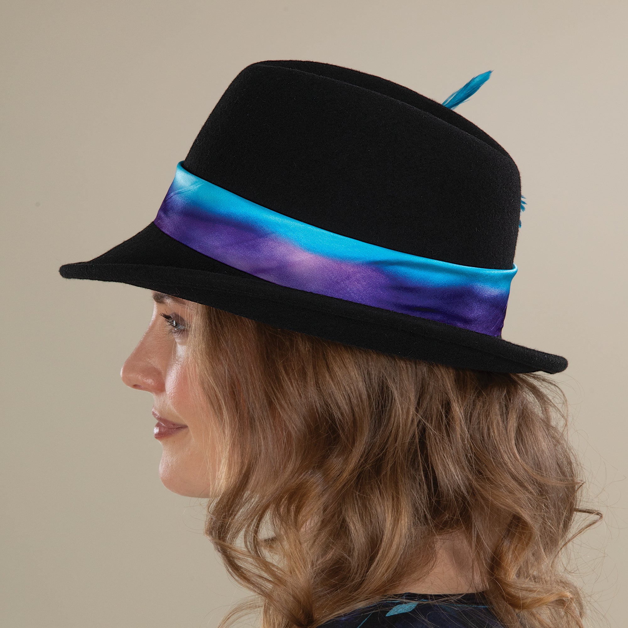 Saba Black Slanted Brim Fedora