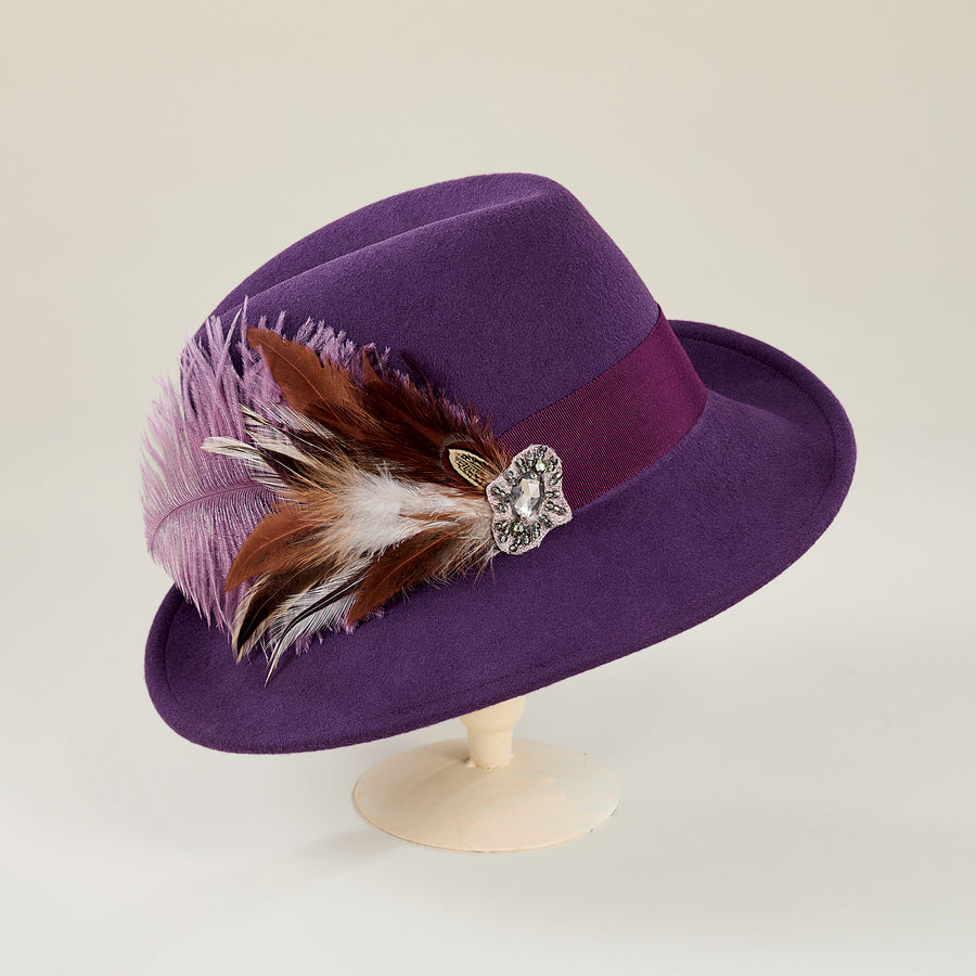 Eva Purple Plume Fedora (Preorder)