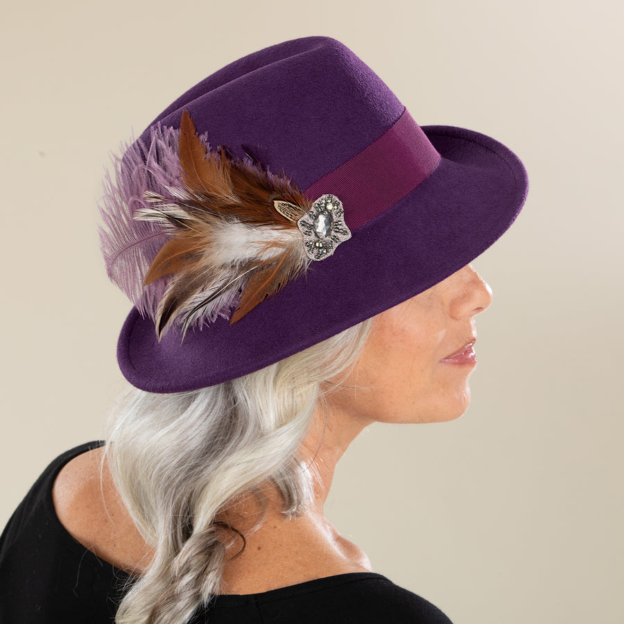 Eva Purple Plume Fedora (Preorder)