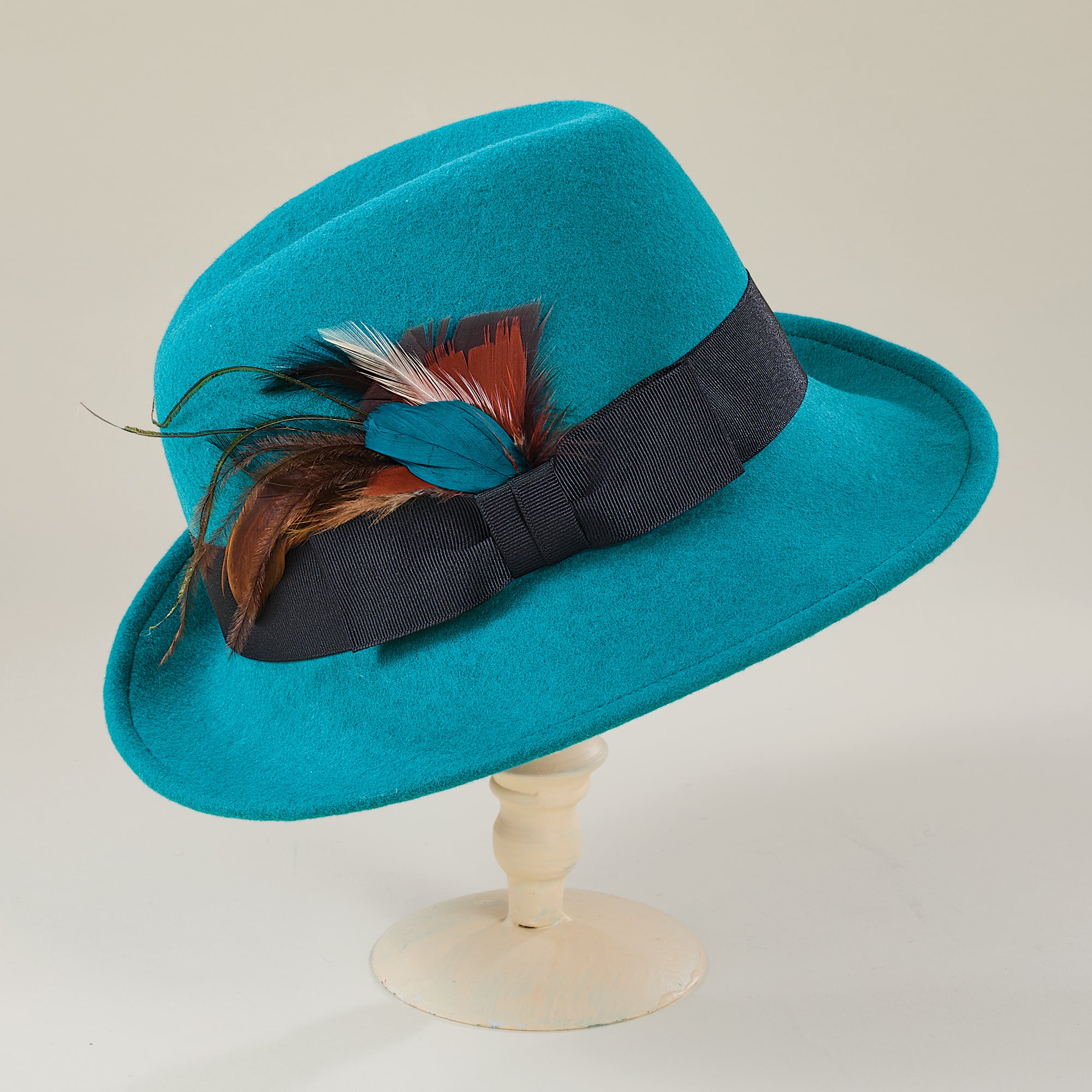 Madison Teal Feathered Fedora