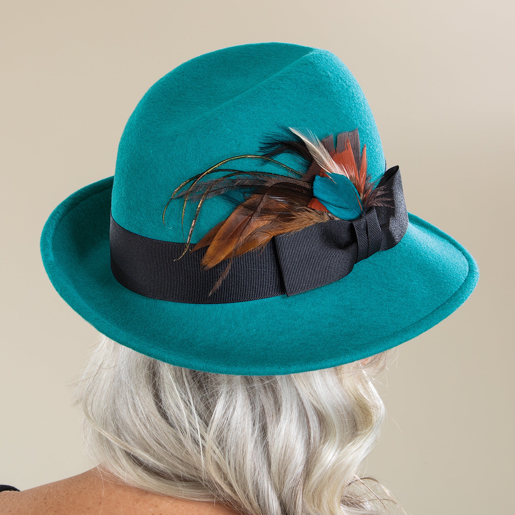 Madison Teal Feathered Fedora