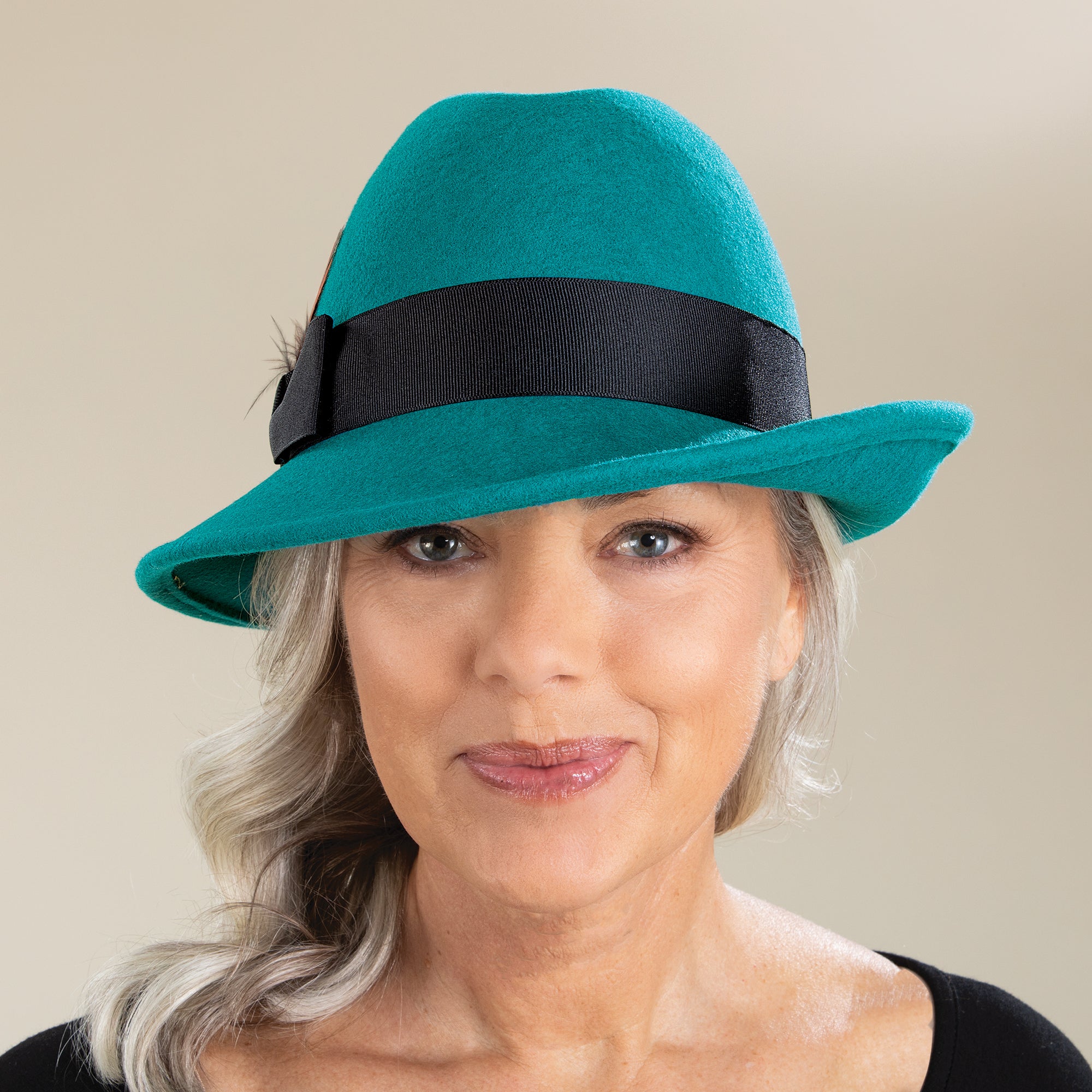 Madison Teal Feathered Fedora