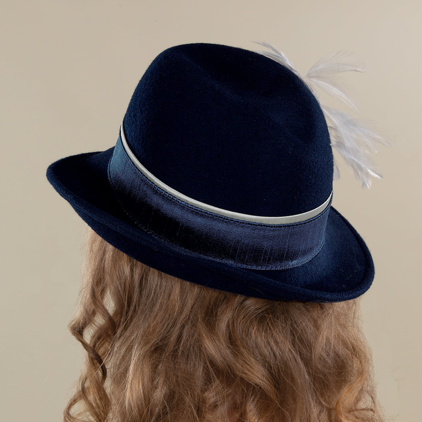 Stacey Navy Slanted Brim Fedora