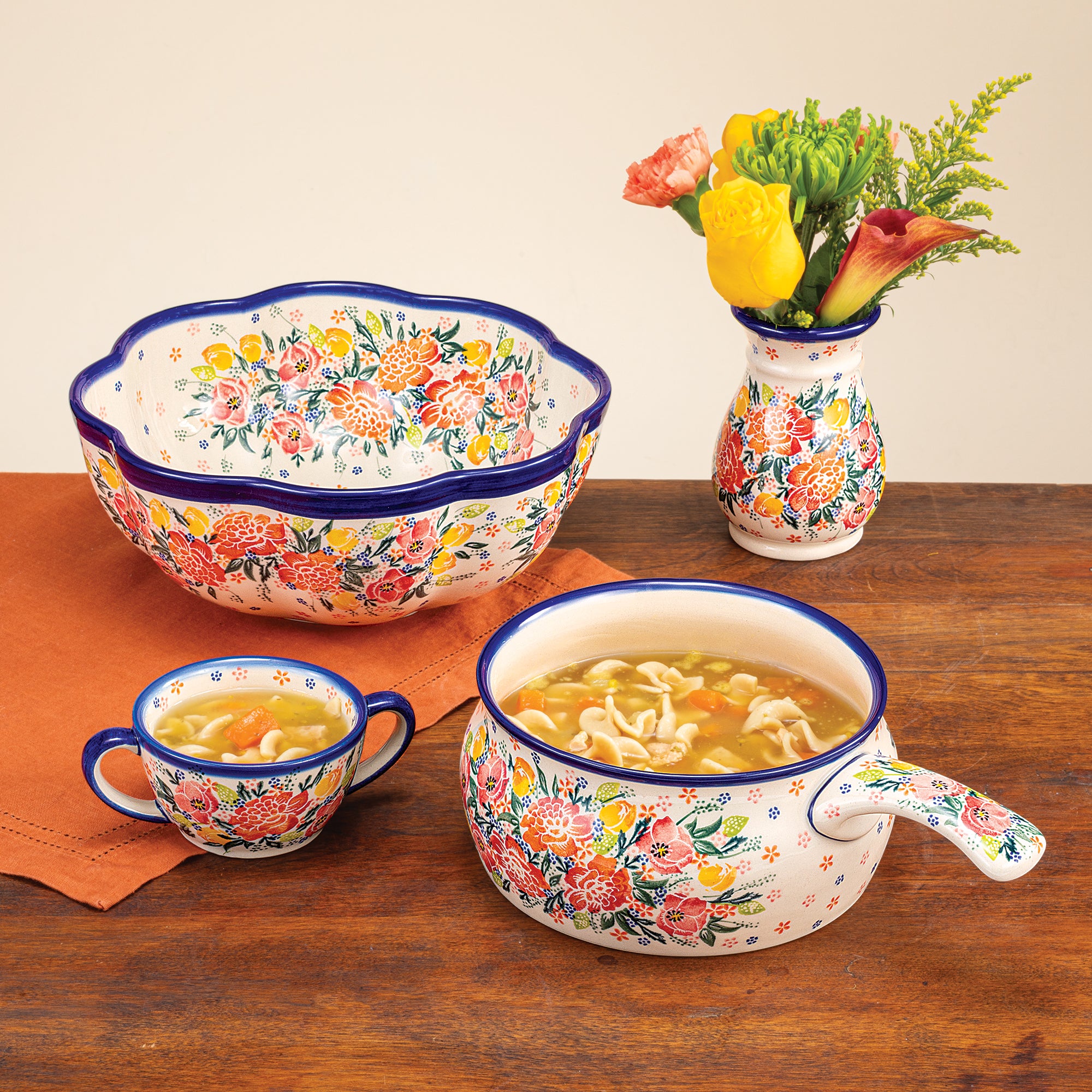 Polish Pottery Beauty In Bloom Soup Crock