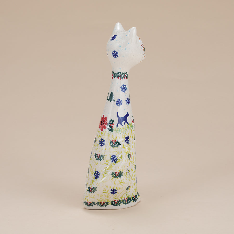 Polish Pottery Festive Felines Cat Figurine (Preorder)