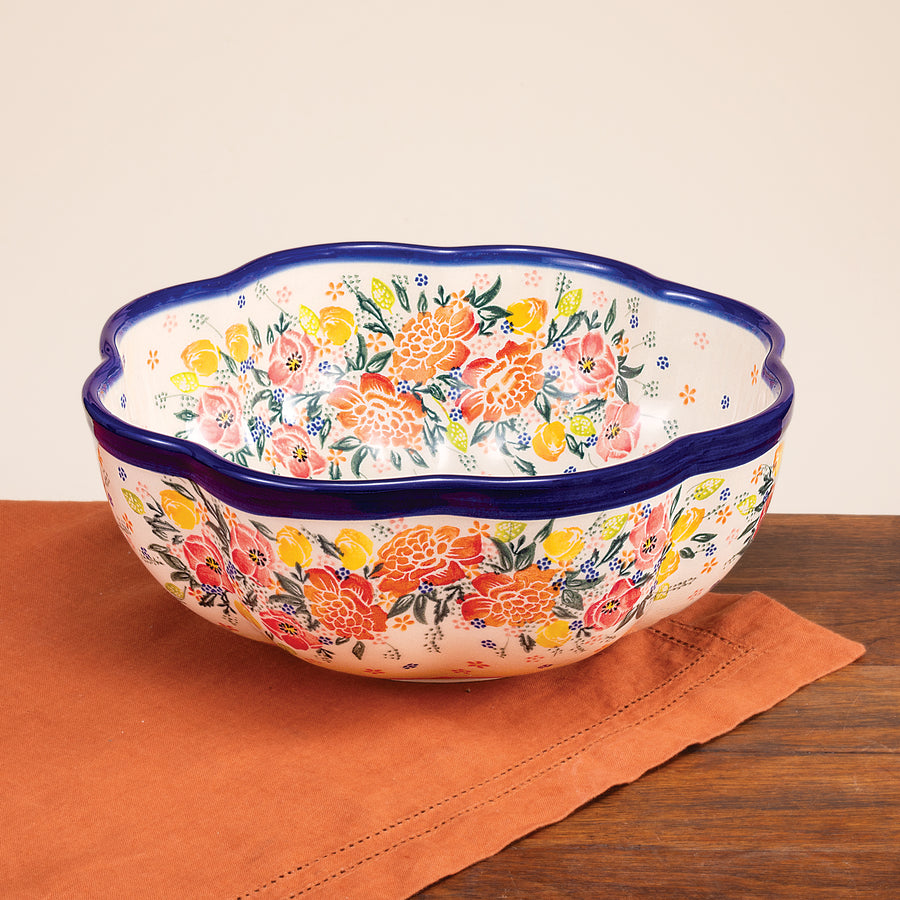 Polish Pottery Beauty In Bloom Serving Bowl