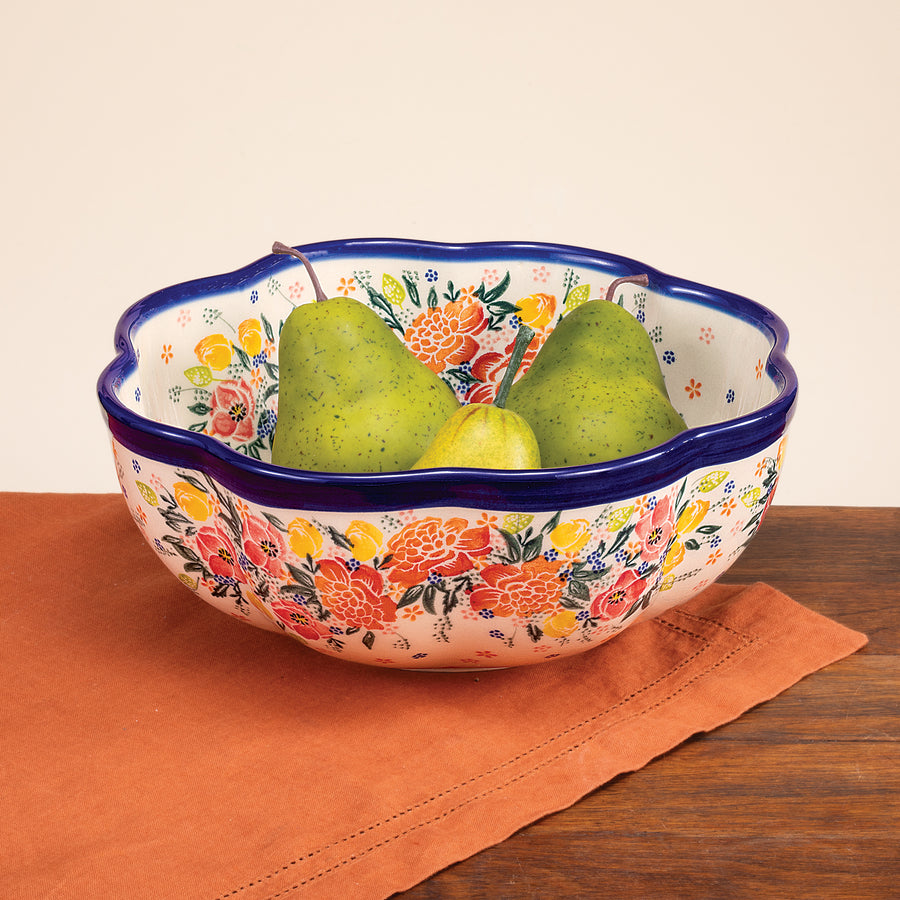 Polish Pottery Beauty In Bloom Serving Bowl