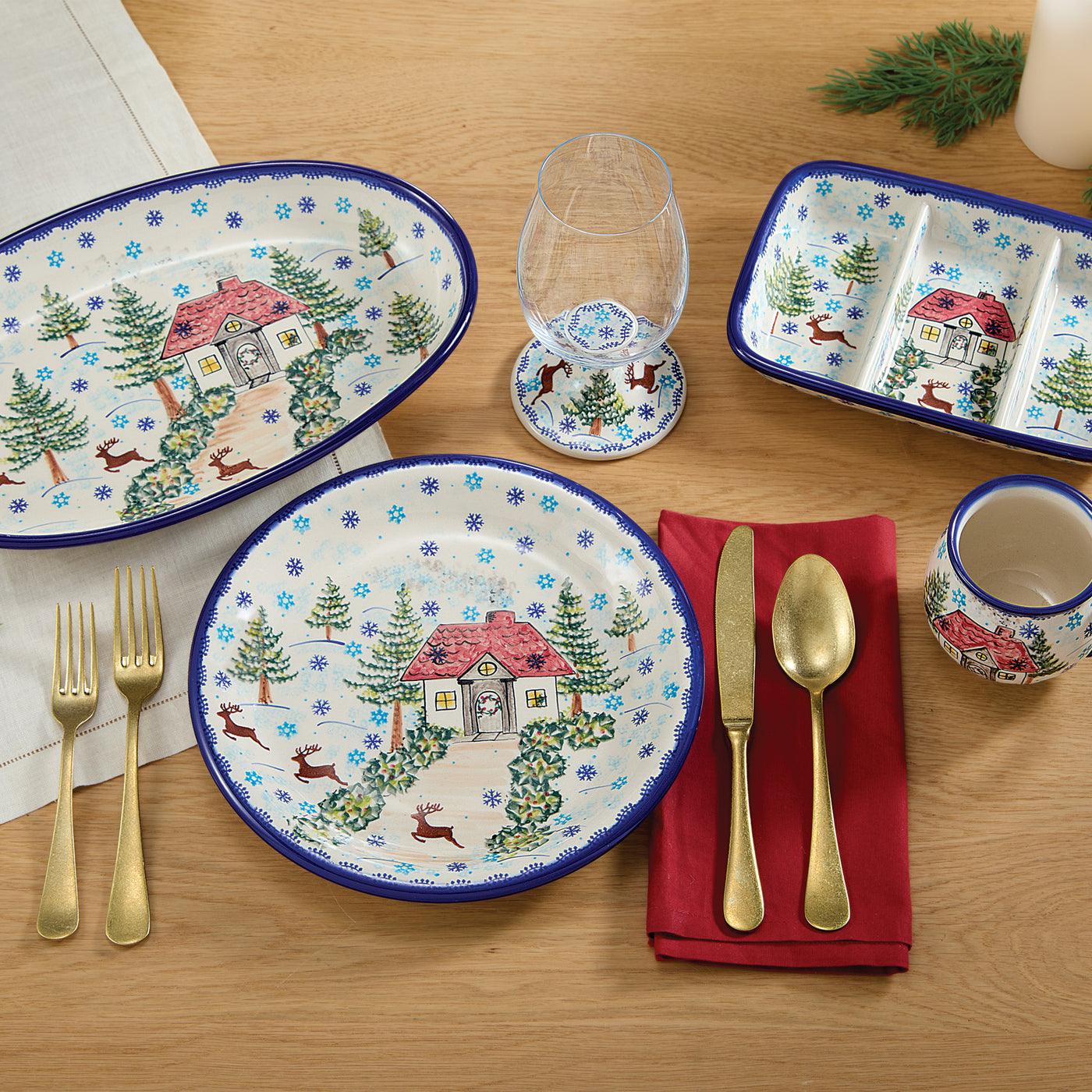 Polish Pottery Home For The Holidays Dinner Plate