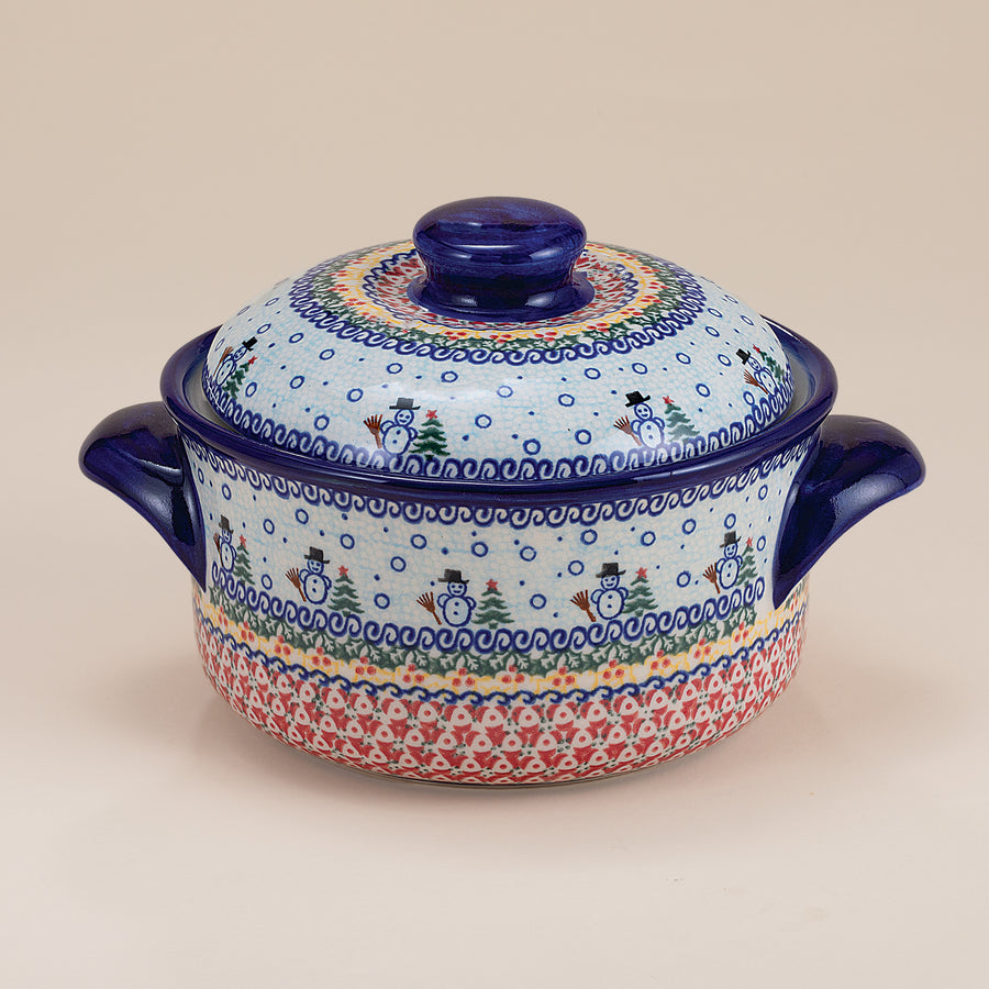 Polish Pottery Flurry Of Snowmen Soup Crock (Preorder)