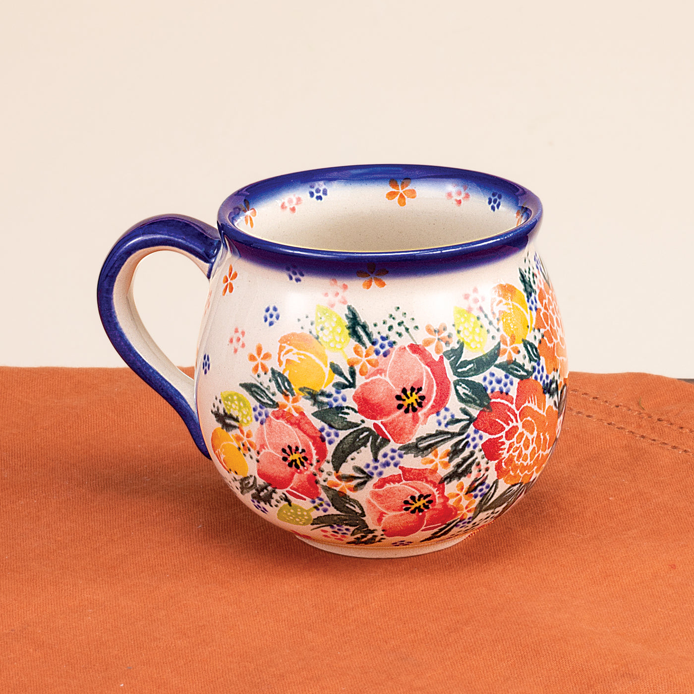 Polish Pottery Beauty In Bloom Bubble Mug, 11oz.