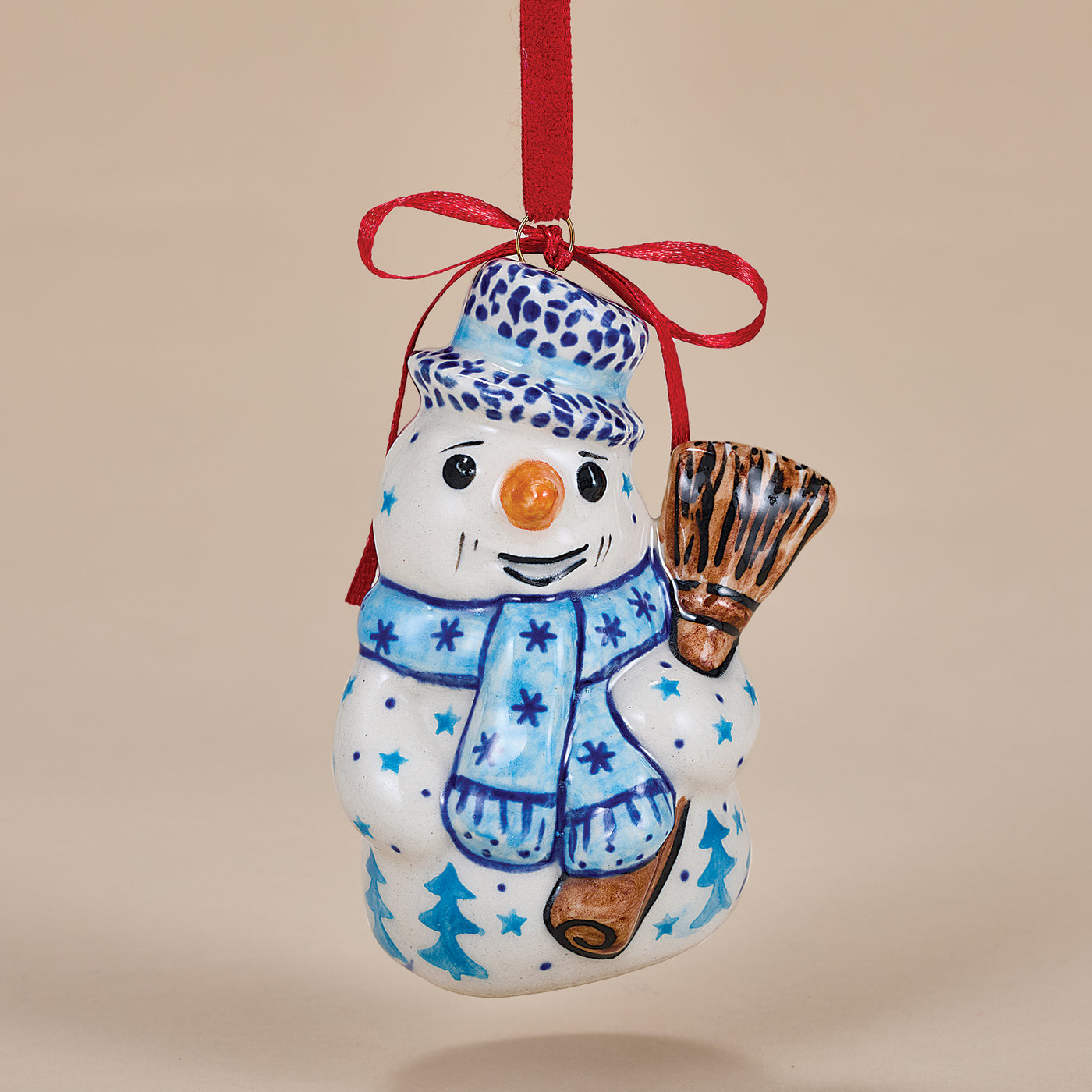 Polish Pottery Jack Frost Snowman Ornament