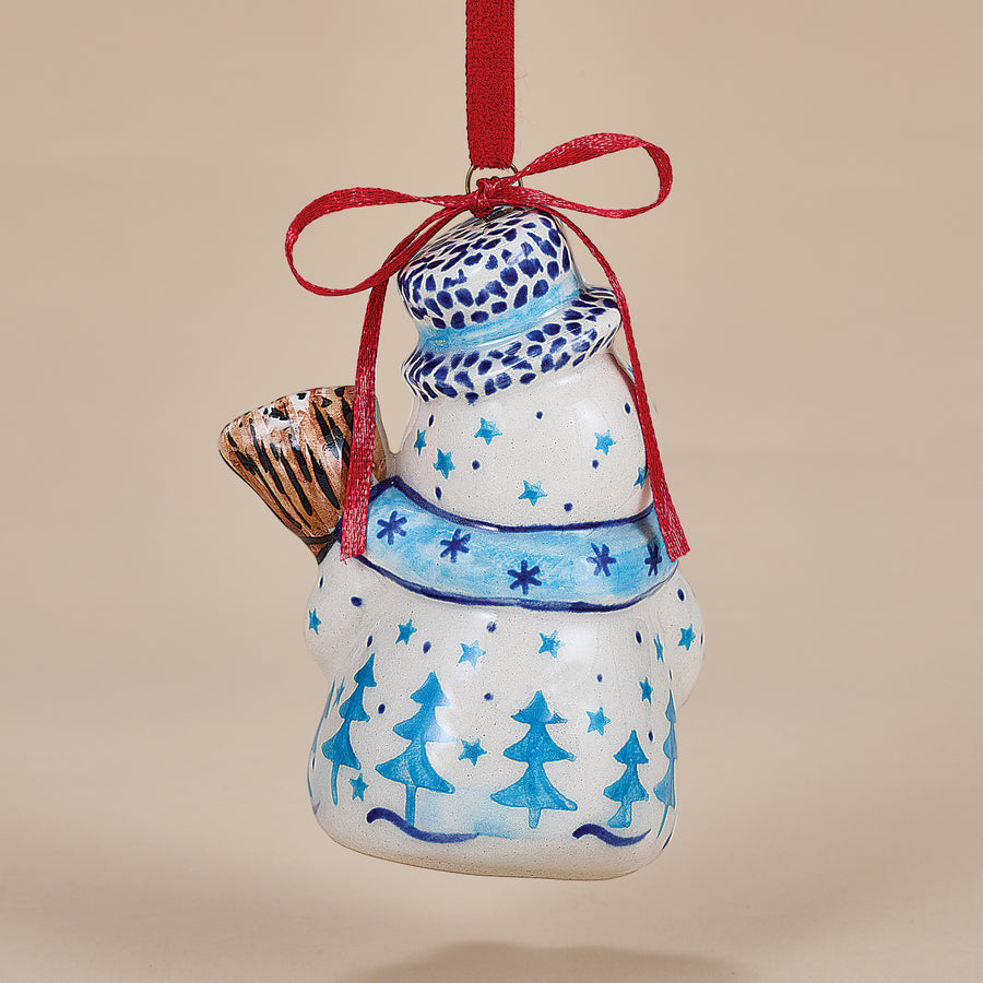 Polish Pottery Jack Frost Snowman Ornament (Preorder)