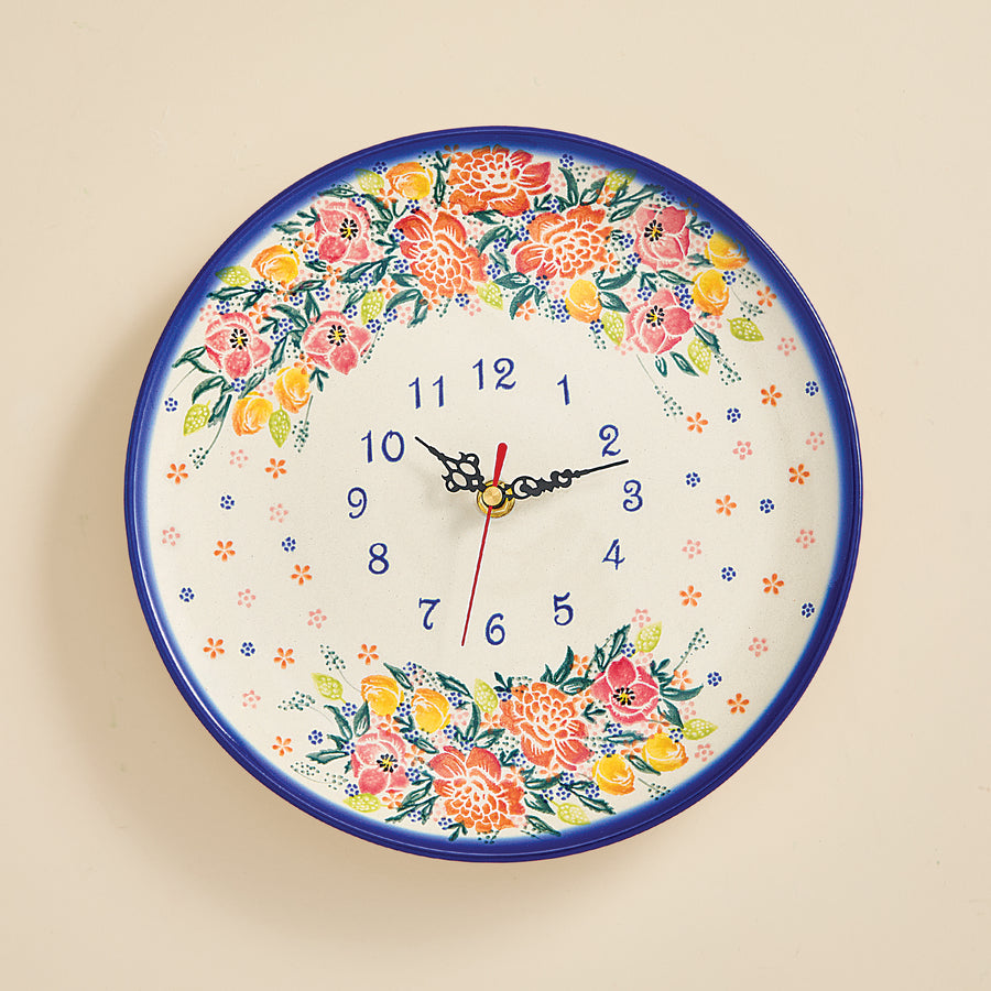 Polish Pottery Beauty In Bloom Wall Clock