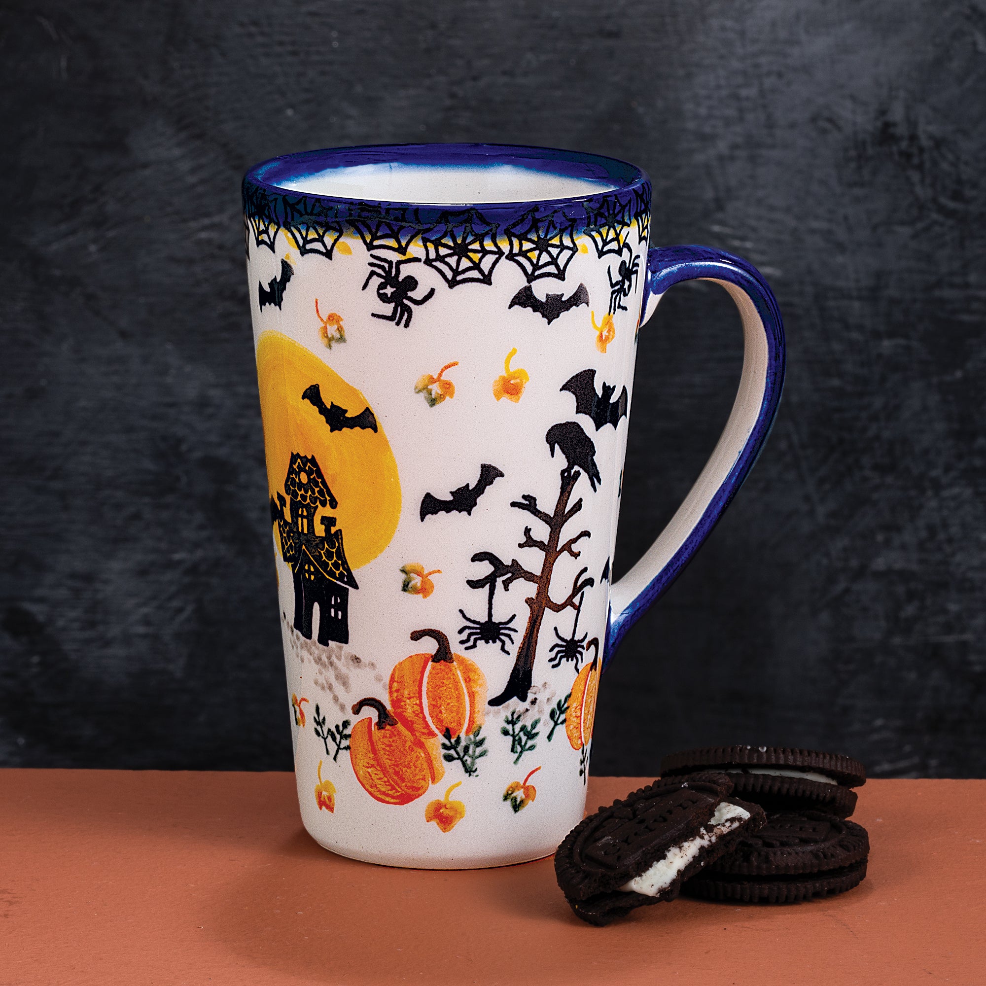 Polish Pottery Going Batty Tall Mug, 14oz.