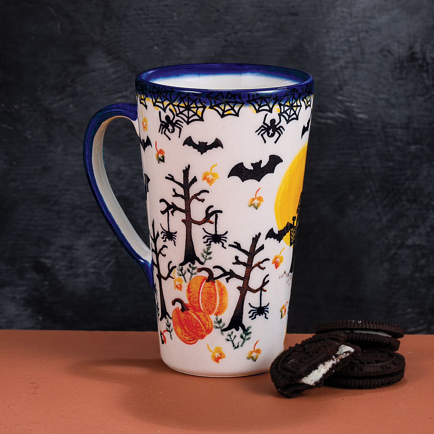 Polish Pottery Going Batty Tall Mug, 14oz.