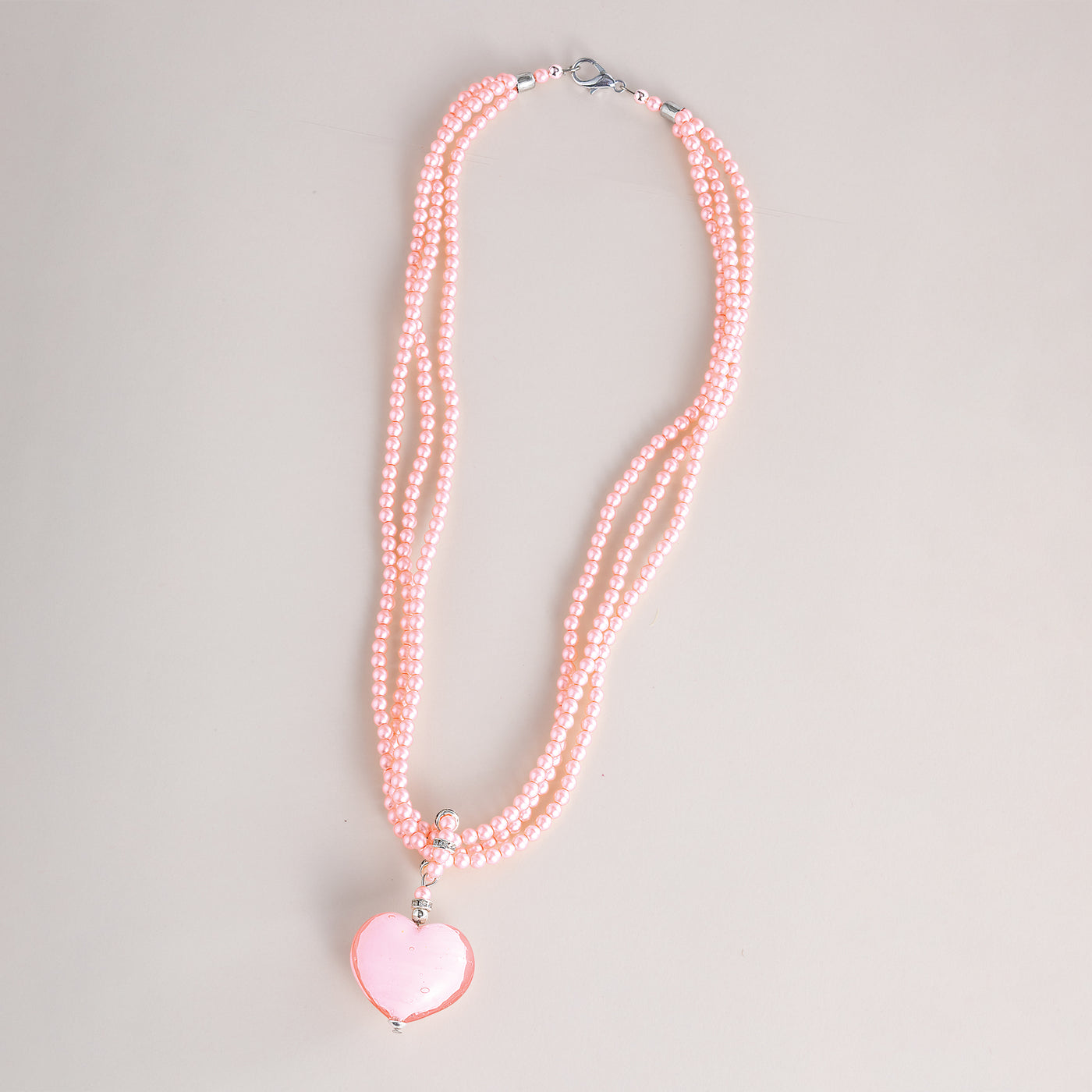 Murano Glass Blush Pink Heart Pendant Necklace (Preorder)