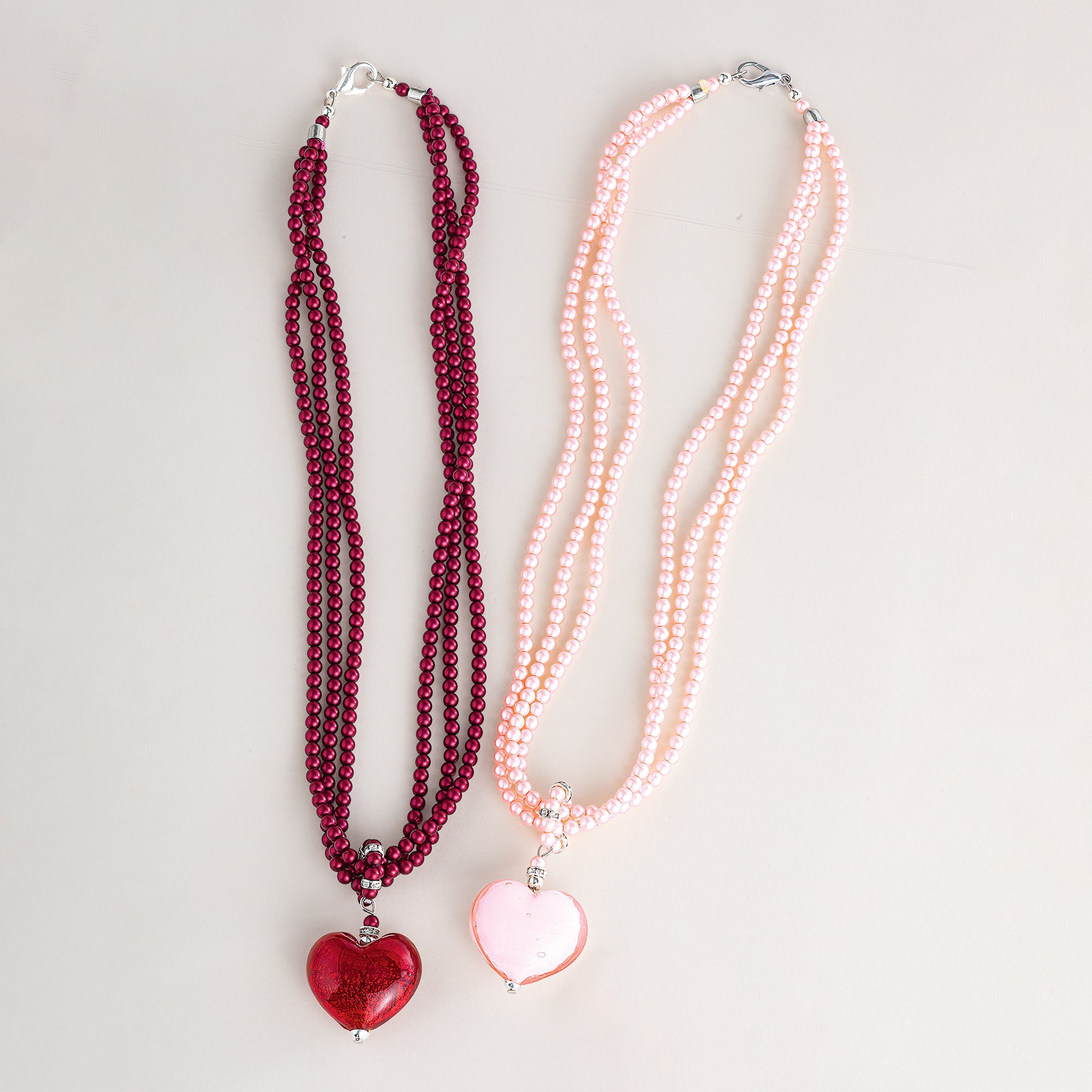 Murano Glass Blush Pink Heart Pendant Necklace (Preorder)