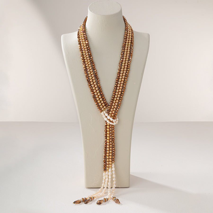 Murano Glass Cascading Neutrals Multi-Strand Lariat