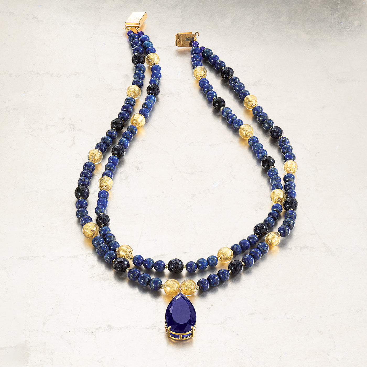 Midnight Blue Murano Glass Pendant Necklace (Preorder)