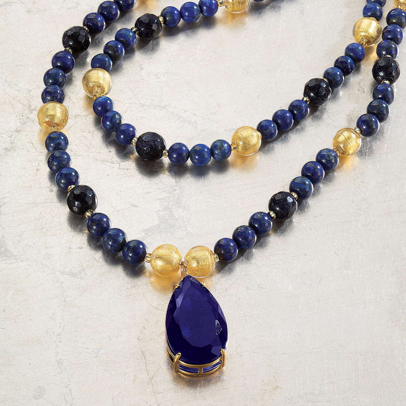 Midnight Blue Murano Glass Pendant Necklace (Preorder)