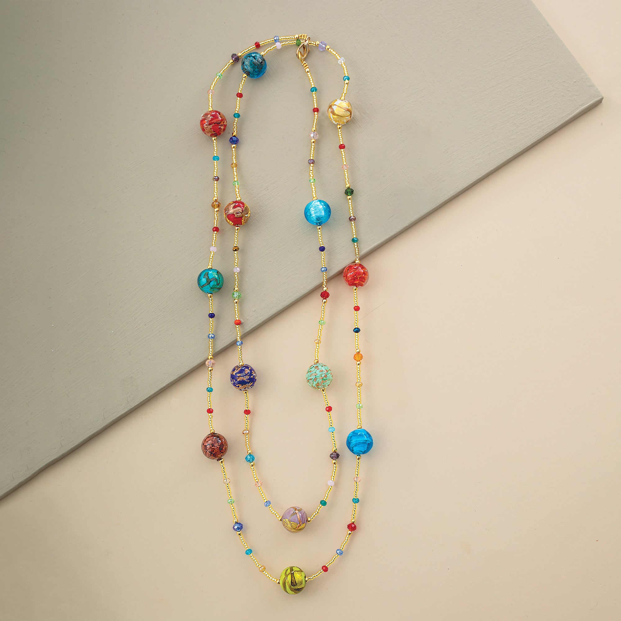 Rainbow Orbs Murano Glass Necklace