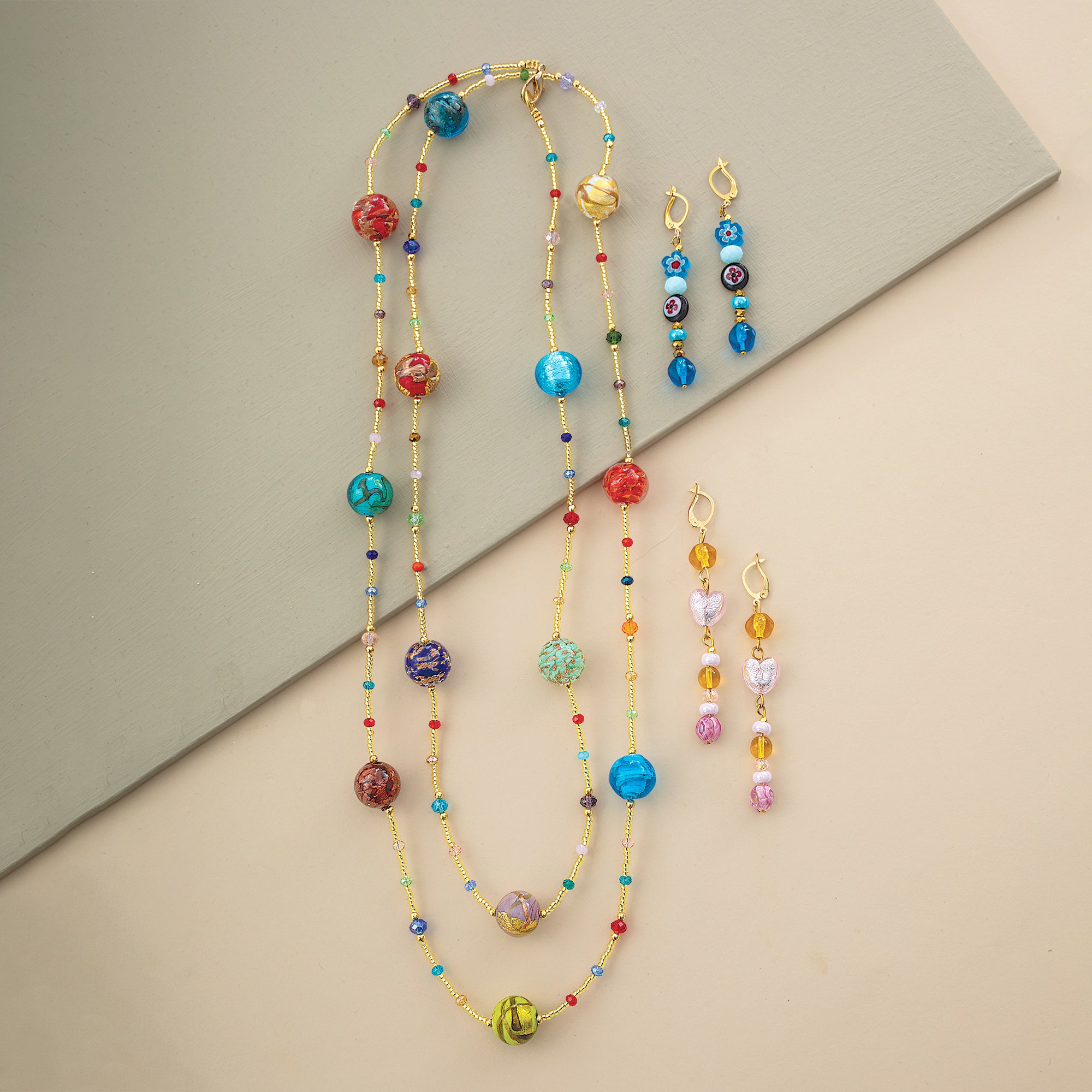 Rainbow Orbs Murano Glass Necklace