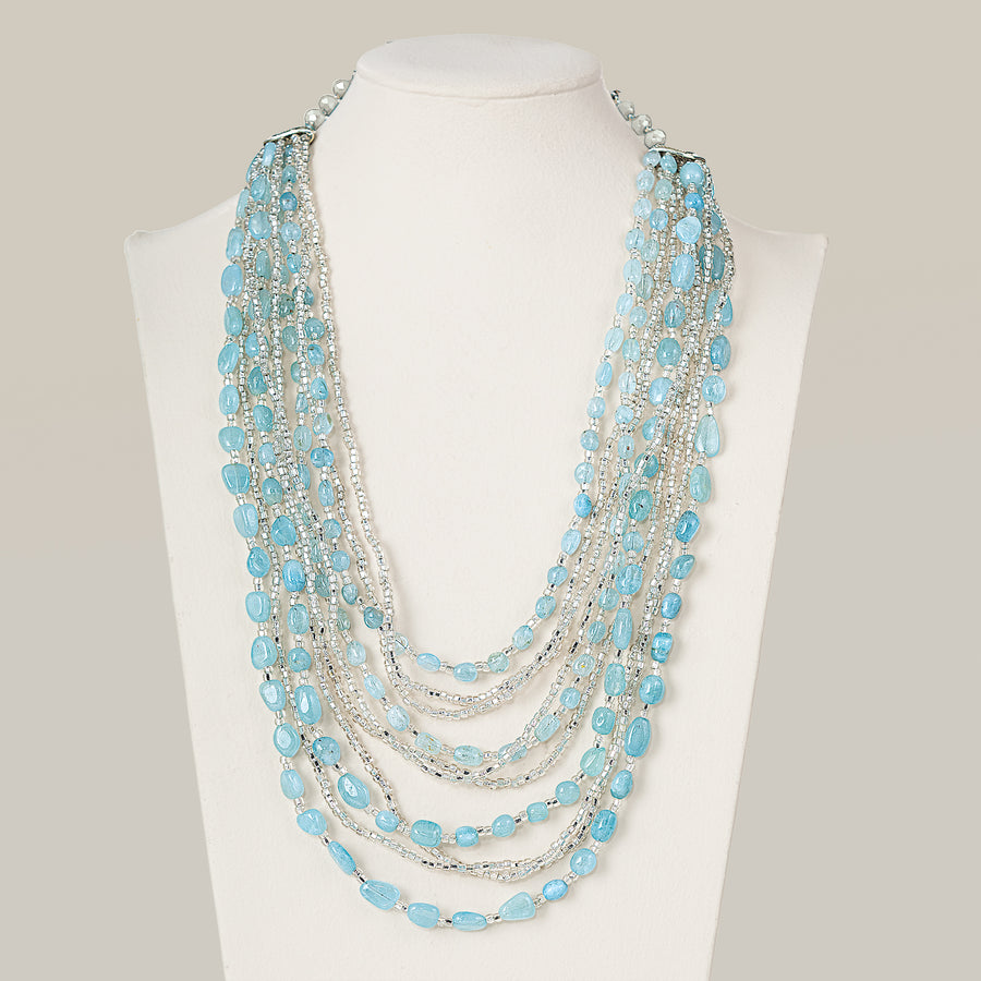 Murano Glass Ice Blue Multi-Strand Necklace (Preorder)