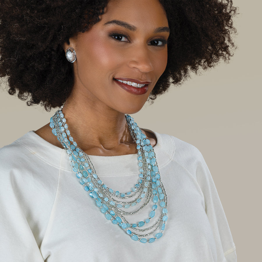 Murano Glass Ice Blue Multi-Strand Necklace (Preorder)