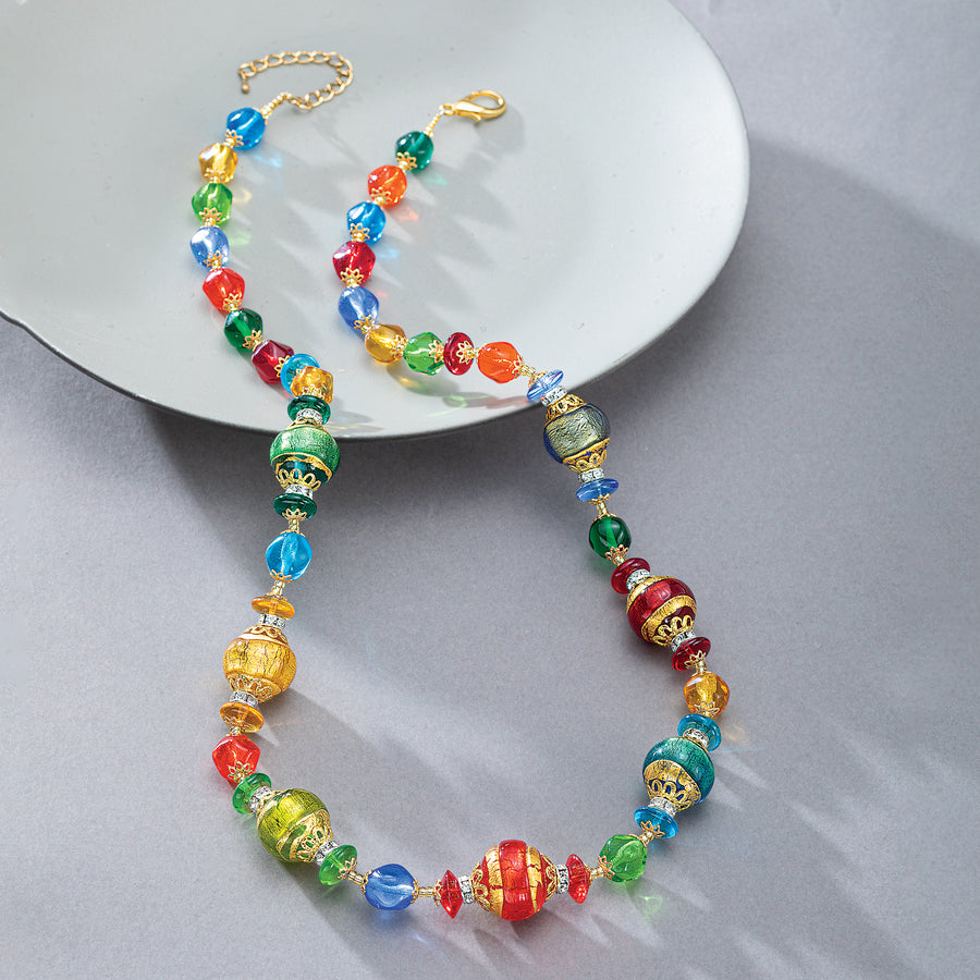 Chasing Rainbows Murano Glass Beaded Necklace