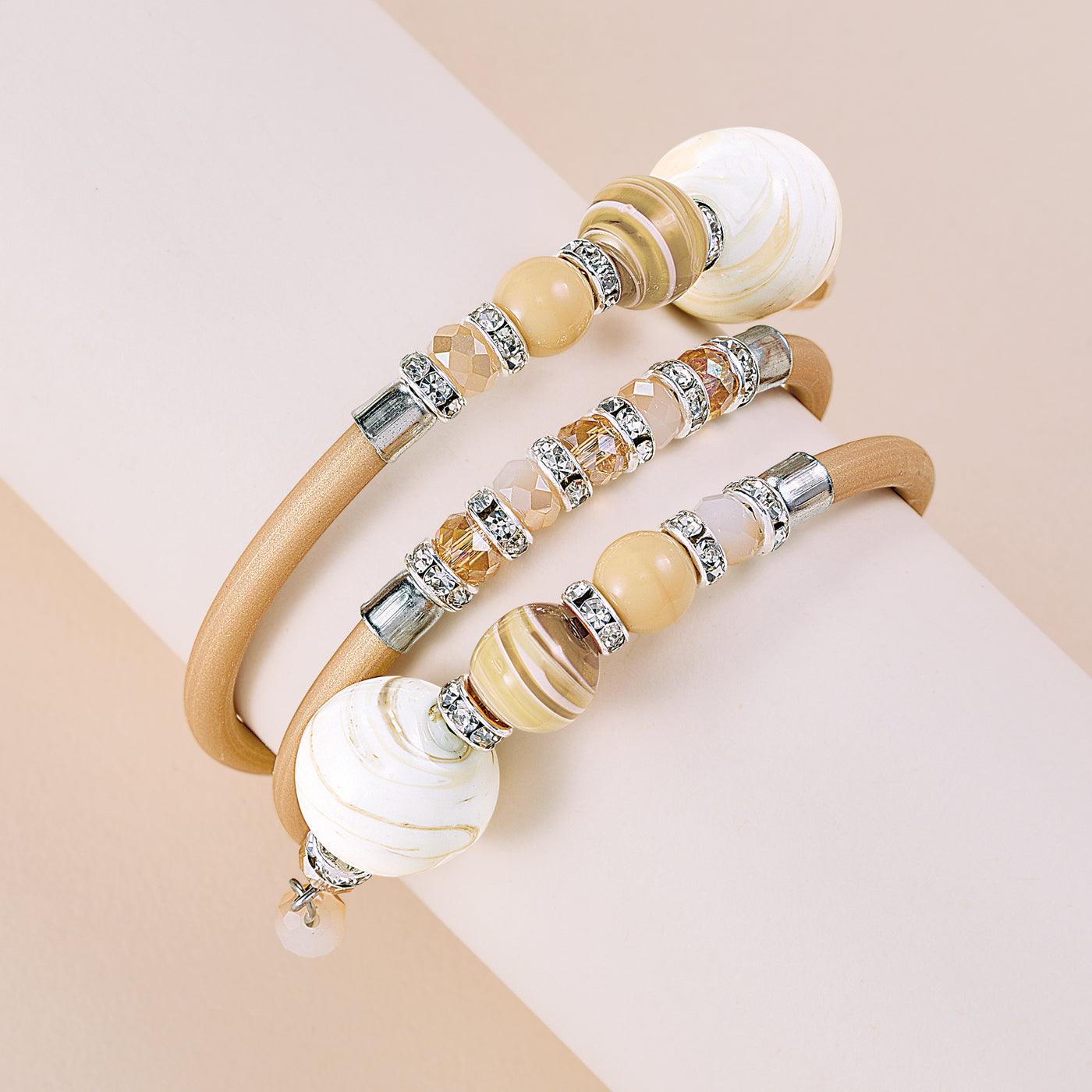 Ivory Murano Glass Memory Wire Bracelet (Preorder)