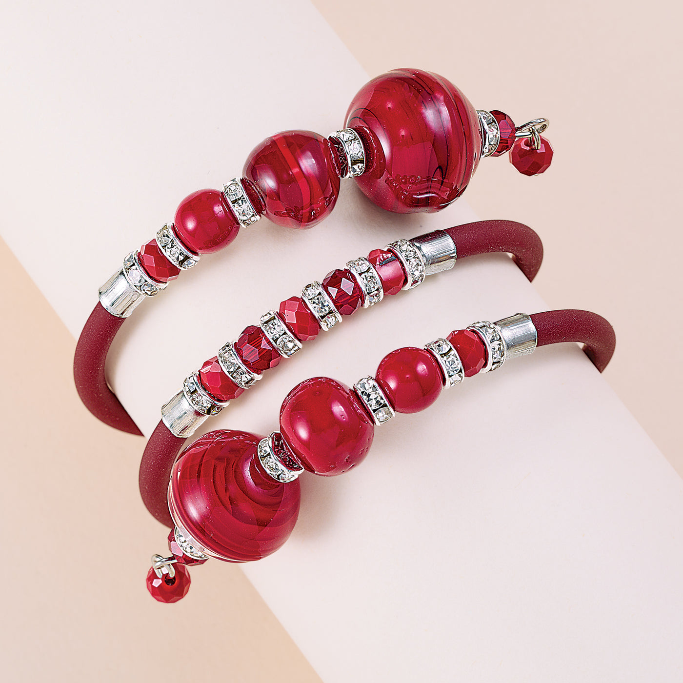 Burgundy Murano Glass Memory Wire Bracelet (Preorder)