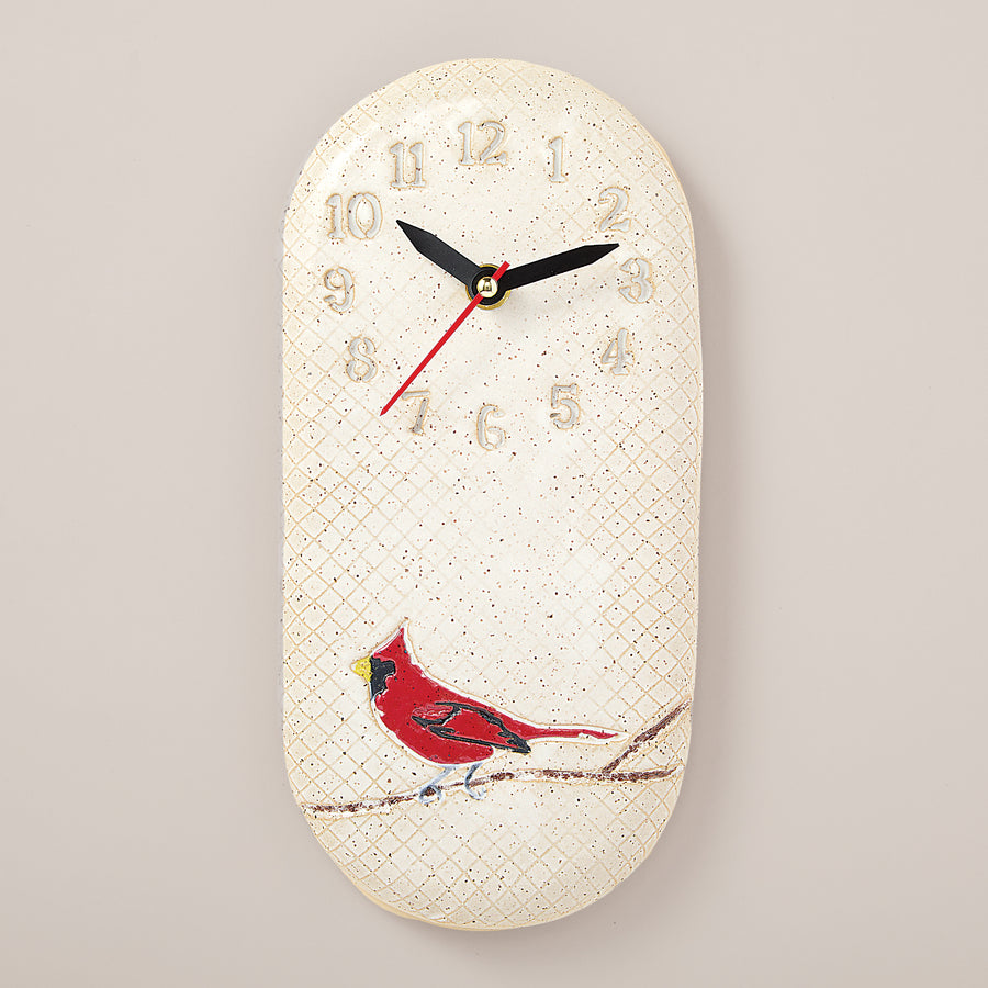 Speckled Stoneware Cardinal Clock