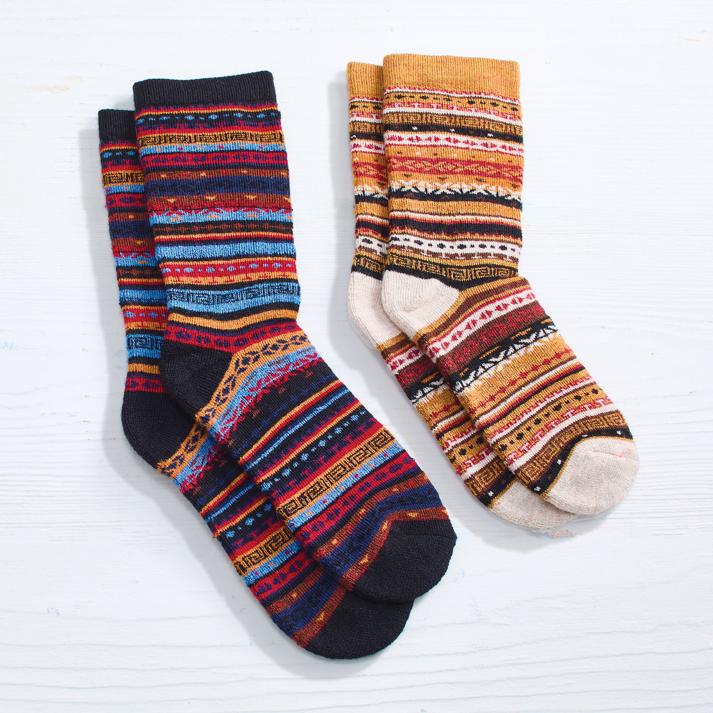 Yellow & Rust Cozy Alpaca Socks