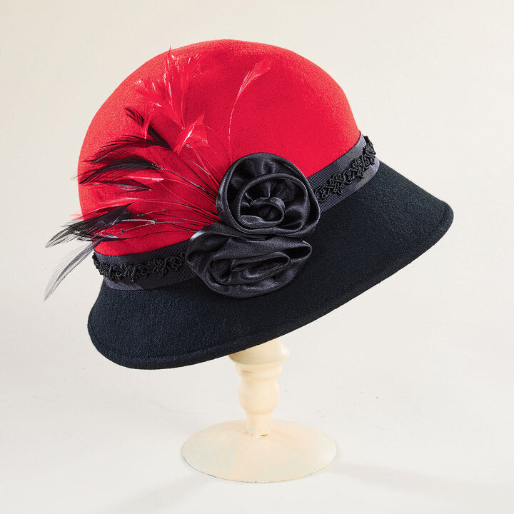 Farah Red & Black Wool Cloche