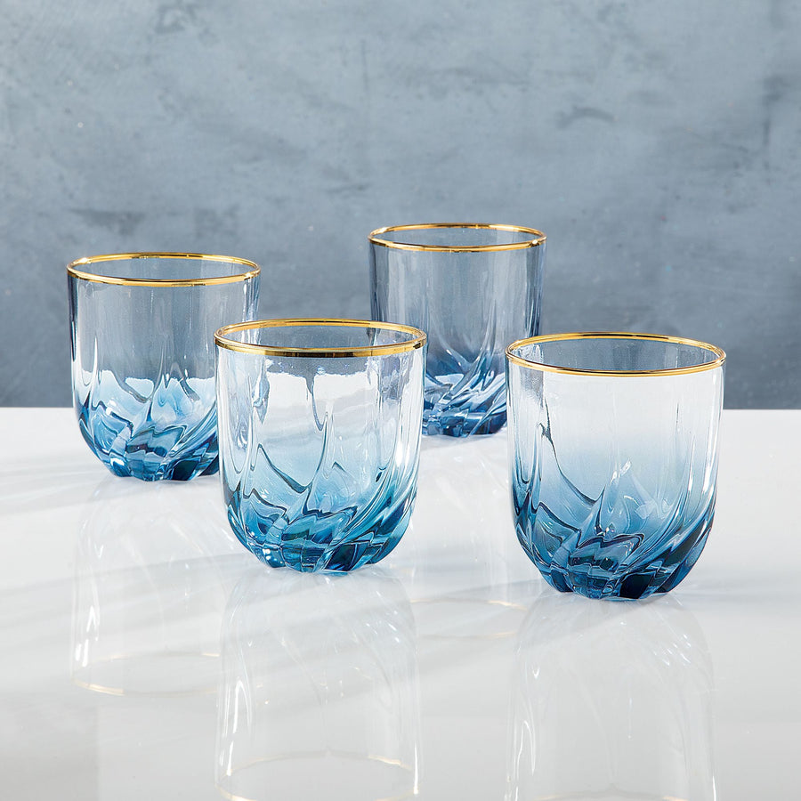 Blue Crystal Drinking Glasses Set Of 4