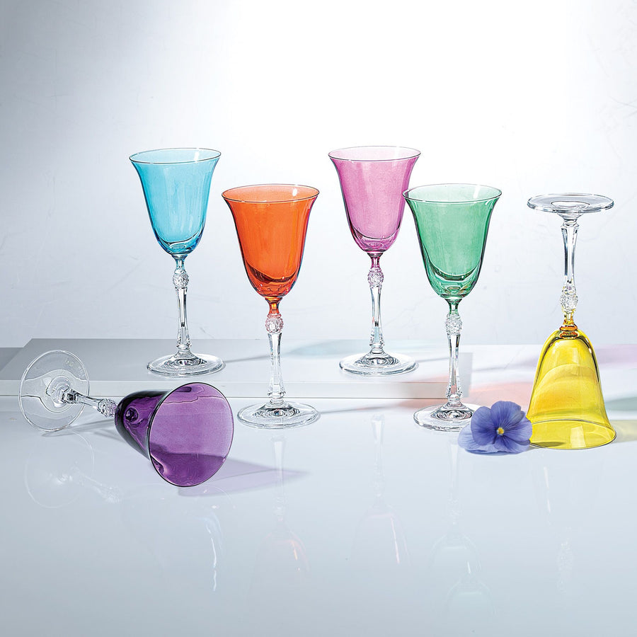Glass Rainbow Wine Glasses Set of 6