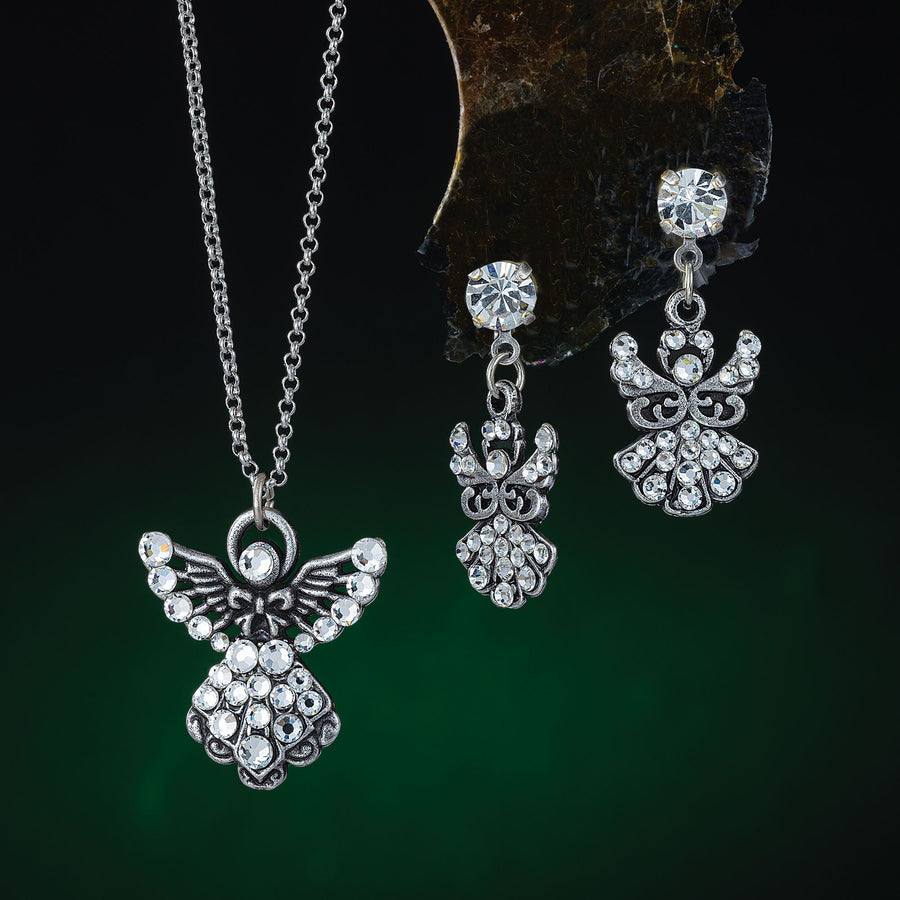 Glimmering Angels Crystal Encrusted Earrings