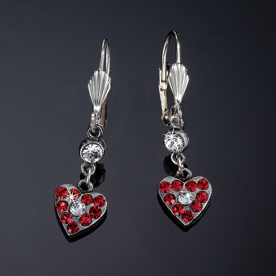 Red Crystal Heart Earrings