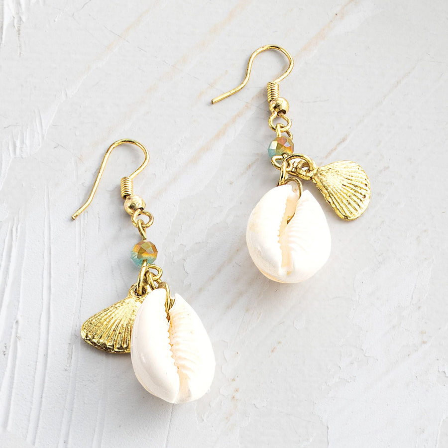 Golden Seaside Treasures White Earrings