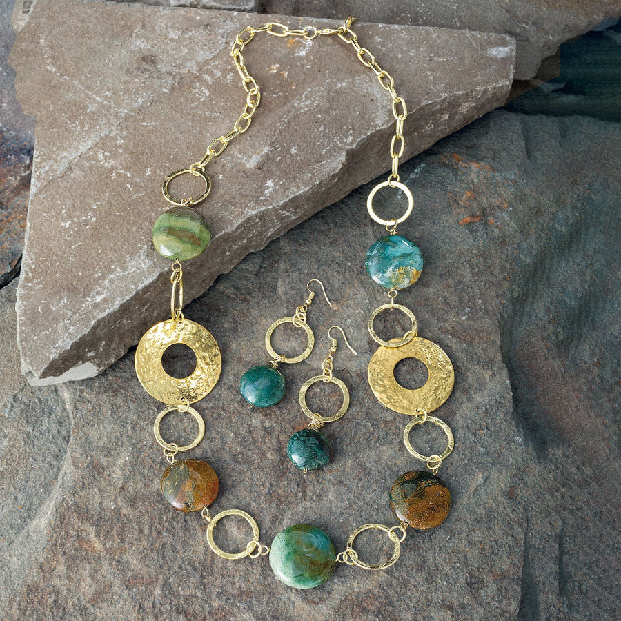 Highland Meadows Moss Agate Necklace & Earrings Set