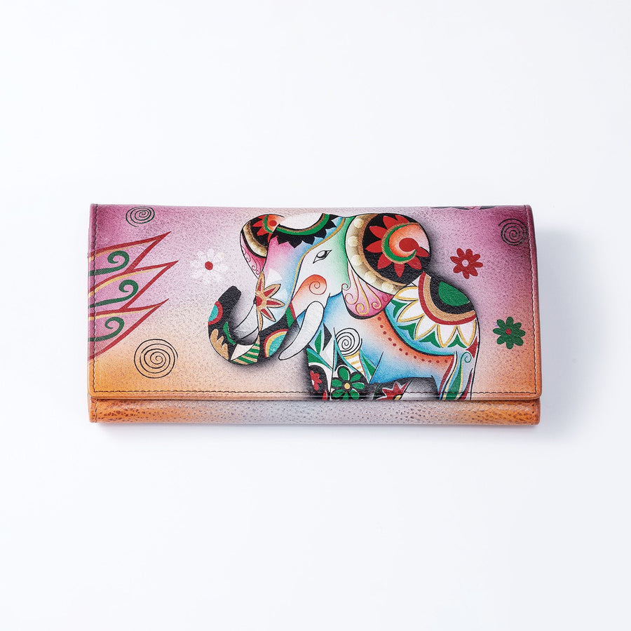Hand-Painted Pretty Pachyderm Wallet