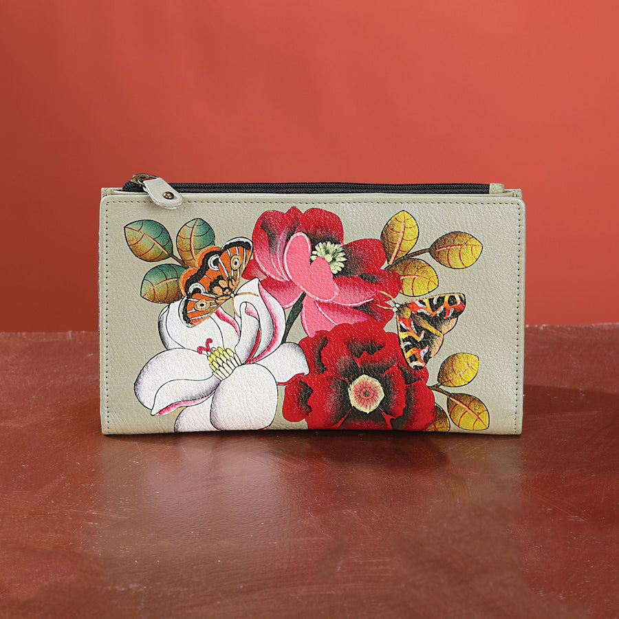 Hand-Painted Sage Botanical Floral Wallet