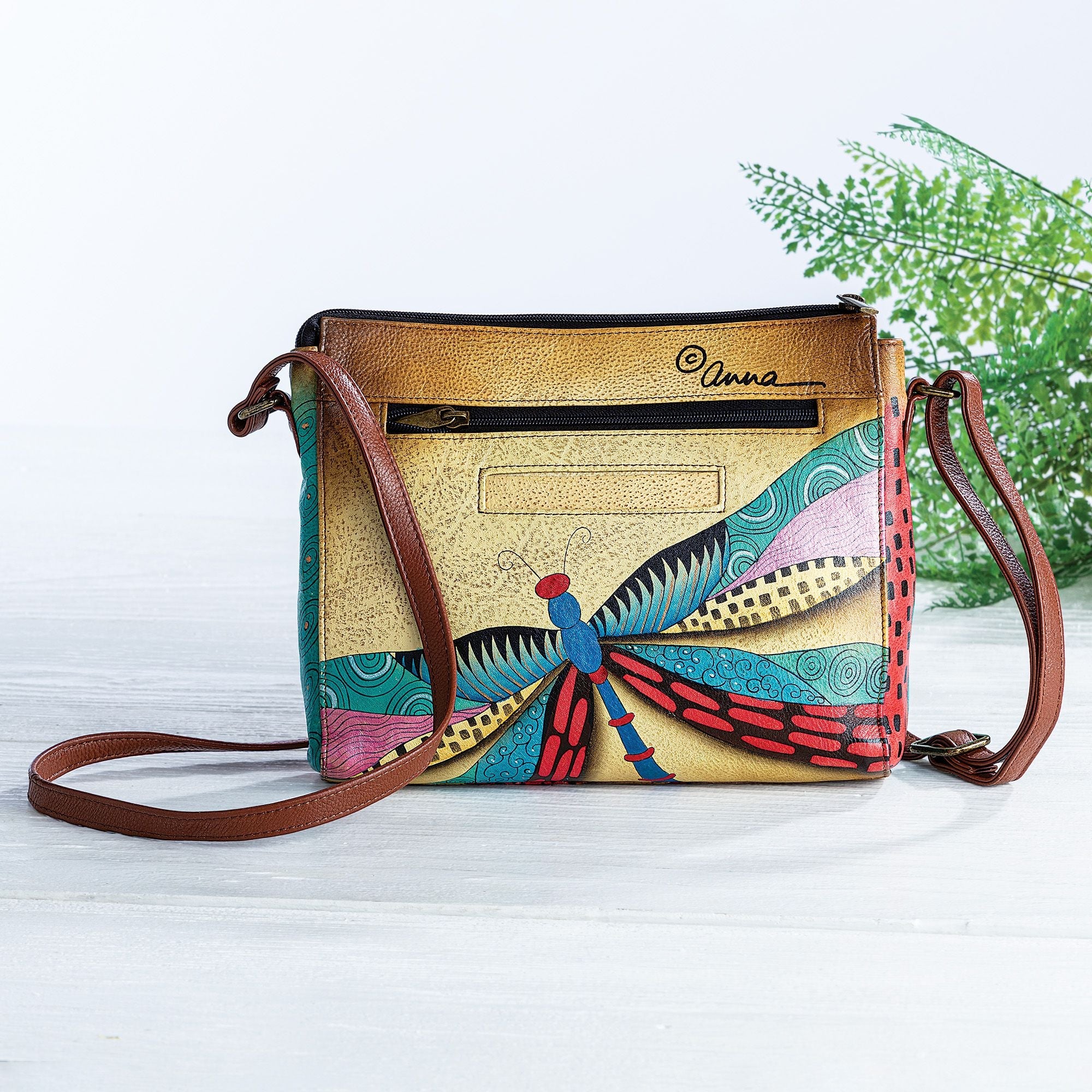 Anuschka hand painted Travel Organizer Crossbody - buy 8369nElephant