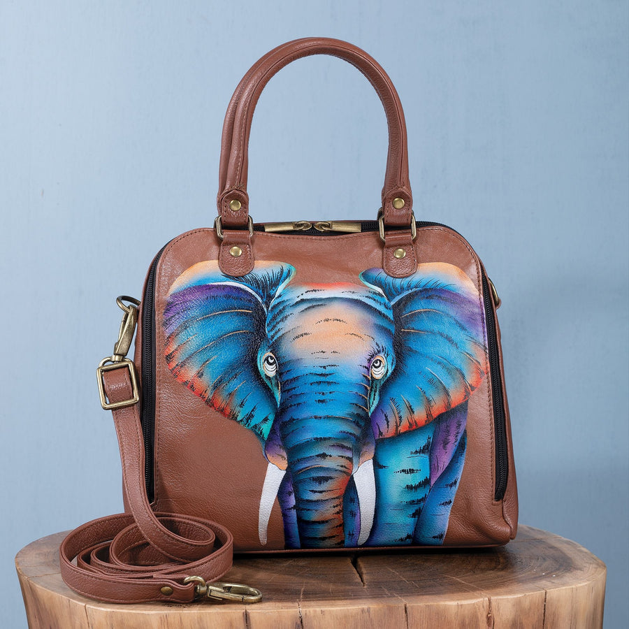 Hand-Painted Beautiful Beast Leather Satchel