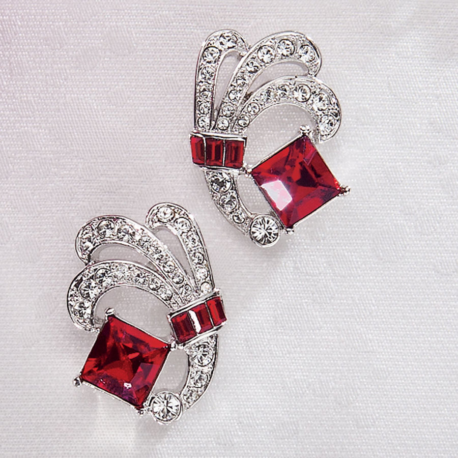Daniel Lyons' Ruby Crystal Art Deco Earrings