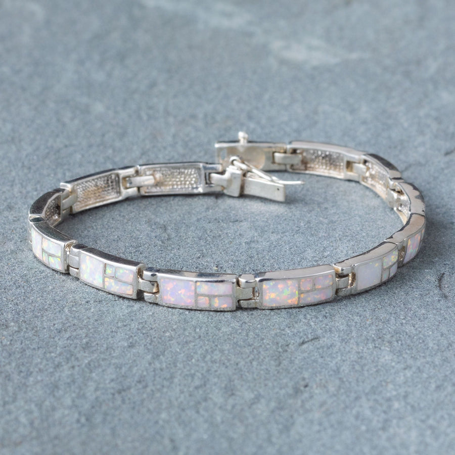 Dazzling Opal Rectangle Links Bracelet